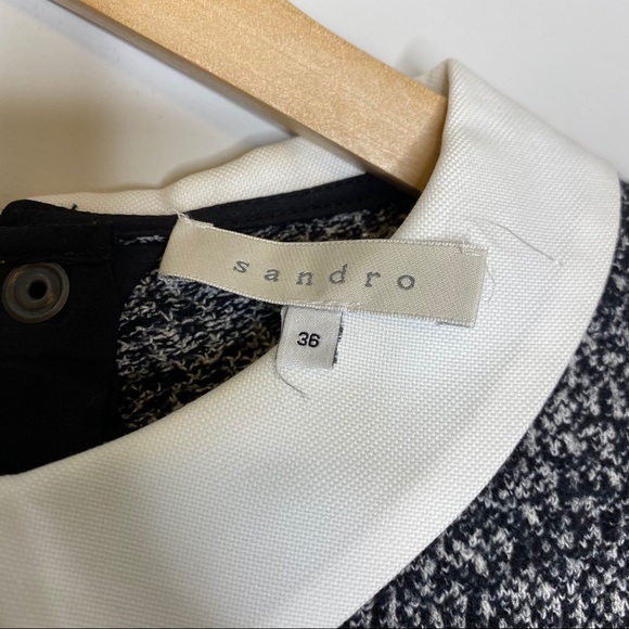 Sandro White Collar - Black & White Marled Top - Picture 3 of 8